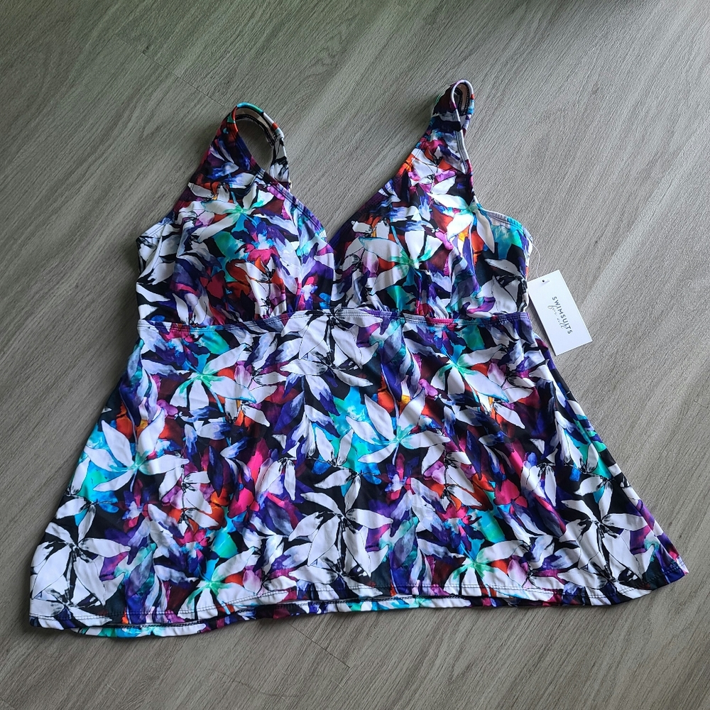 Swimsuits for All Multicolor Tankini Top NWT
